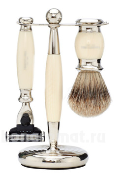  Edwardian Faux Ivory: Badger Brush Mach III Razor Stand (    Mach III )  