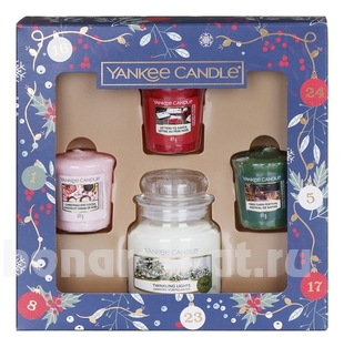  3 Votive & Candle Christmas: Countdown ( Twinkling Lights +  Letters To Santa 49 +  Christmas Eve Cocoa 49 +  Tree Farm Festival 49)